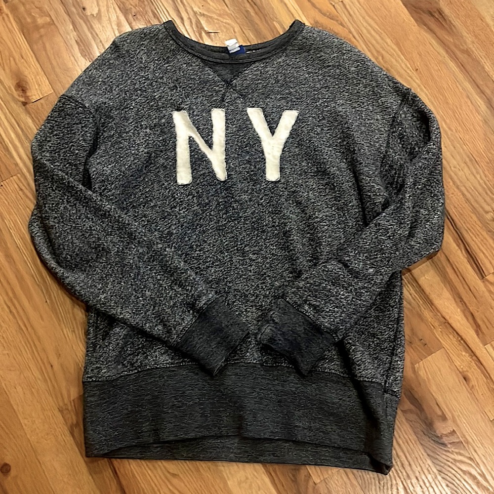 Ebbets Field Flannels NY Sweatshirt Vintage Pullover Crewneck Gray Medium NYC